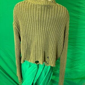 Zara Khaki Cowl Neck Sweater